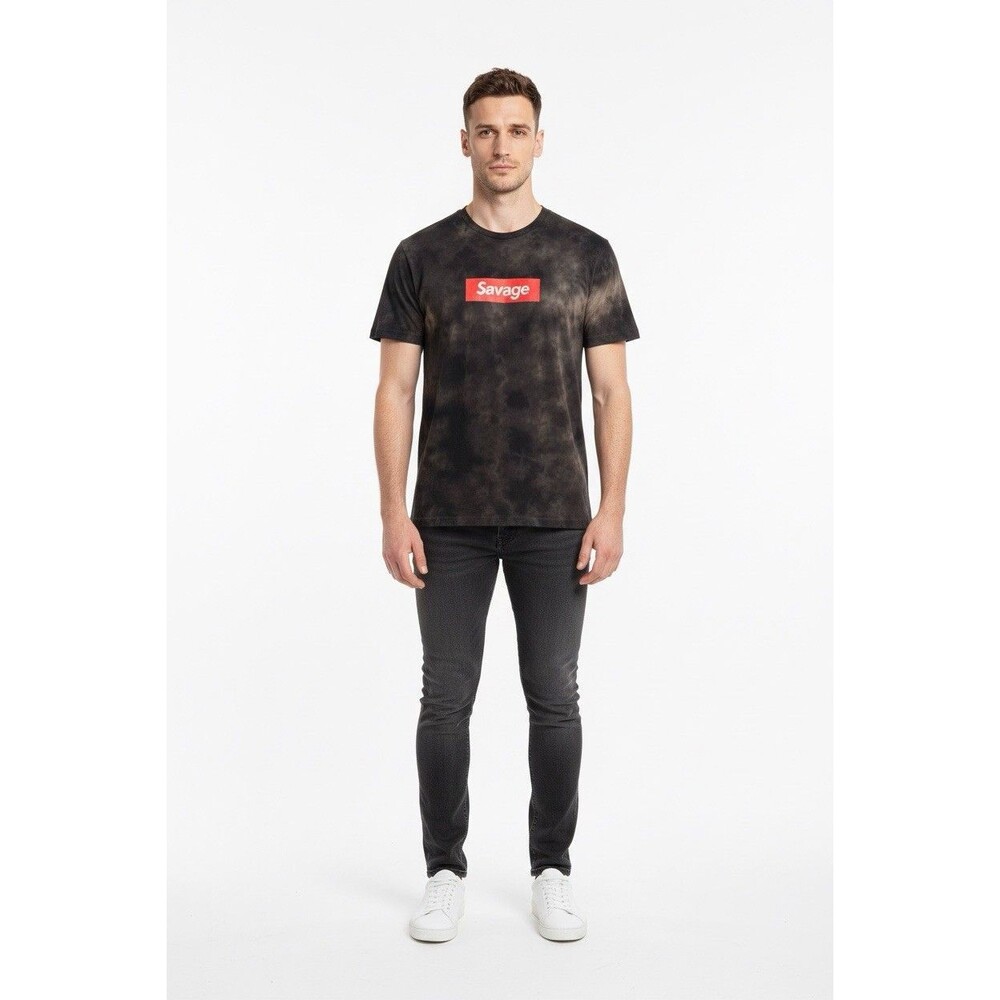 Ace Apparel Men’s Short Sleeve Savage Tie Dye T-shirt Size Small Black/ Gray